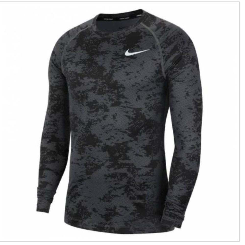 NWT Nike Pro Men’s Slim Fit Long Sleeve AOP Camo - Black/grey - Picture 7 of 13